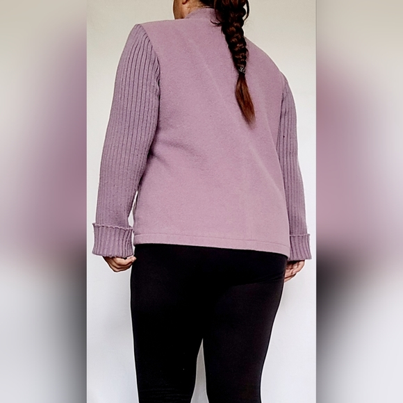Harve Benard by Benard Holtzman Women's Wool Jacket Snap Knit Sleeve Lavender 16 - Picture 4 of 16